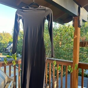 NWT Skims Black Fits Everybody Crew Neck Long Sleeve Dress